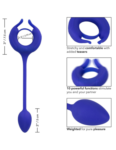 Anillo con Peso para Pene CalExotics Admiral - 10 Modos de Vibración, Estimulación Prolongada y Resistente al Agua