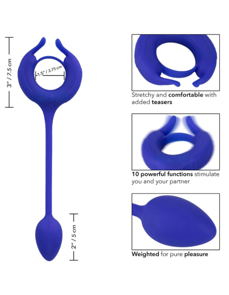 Anillo con Peso para Pene CalExotics Admiral - 10 Modos de Vibración, Estimulación Prolongada y Resistente al Agua