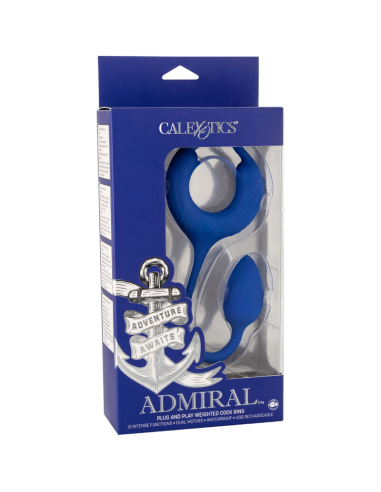 Anillo con Peso para Pene CalExotics Admiral - 10 Modos de Vibración, Estimulación Prolongada y Resistente al Agua