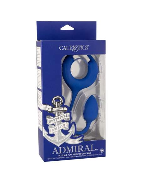 Anillo con Peso para Pene CalExotics Admiral - 10 Modos de Vibración, Estimulación Prolongada y Resistente al Agua