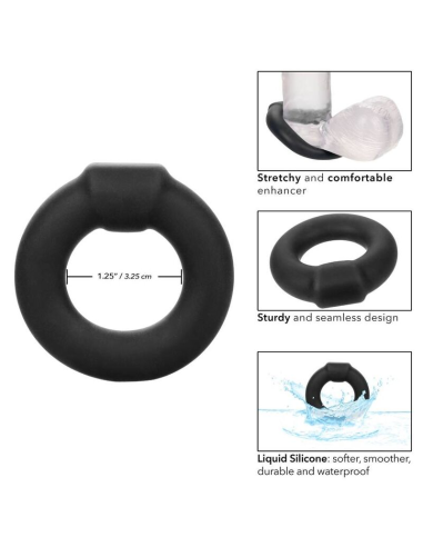 CALEXOTICS Alpha Optimum Ring Negro - Anillo Erótico de Silicona Liquida Premium para Mejora de Erecciones y Placer Explosivo