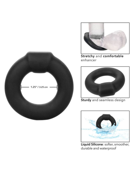 CALEXOTICS Alpha Optimum Ring Negro - Anillo Erótico de Silicona Liquida Premium para Mejora de Erecciones y Placer Explosivo
