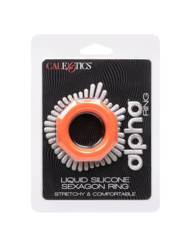 CALEXOTICS Alpha Sexagon Ring Naranja - Anillo de Silicona Liquid Premium para Placer y Erección Superior