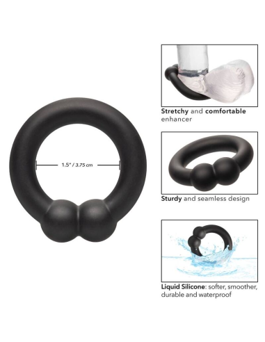 Calexotics Alpha Muscle Ring Negro - Anillo de Silicona Premium para Mayor Placer y Sensibilidad