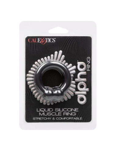 Calexotics Alpha Muscle Ring Negro - Anillo de Silicona Premium para Mayor Placer y Sensibilidad