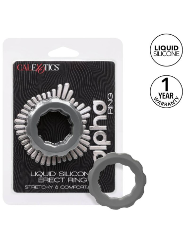 Calexotics Alpha Erect Ring Gris - Anillo de Silicona Líquida para Placer Extremo