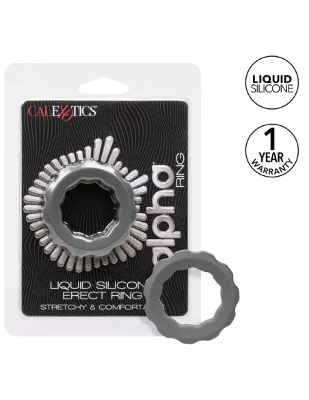 Calexotics Alpha Erect Ring Gris - Anillo de Silicona Líquida para Placer Extremo