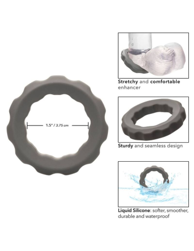 Calexotics Alpha Erect Ring Gris - Anillo de Silicona Líquida para Placer Extremo