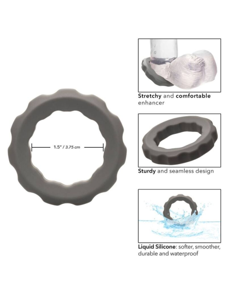 Calexotics Alpha Erect Ring Gris - Anillo de Silicona Líquida para Placer Extremo