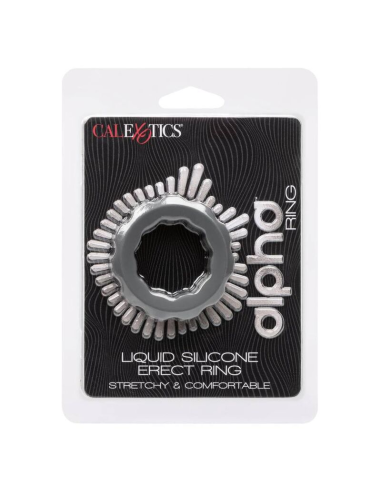 Calexotics Alpha Erect Ring Gris - Anillo de Silicona Líquida para Placer Extremo