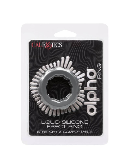 Calexotics Alpha Erect Ring Gris - Anillo de Silicona Líquida para Placer Extremo