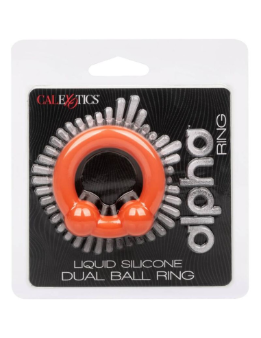 CALEXOTICS - ALPHA ANILLO DOBLE BOLA NARANJA | Potenciador de Placer en Silicona Líquida