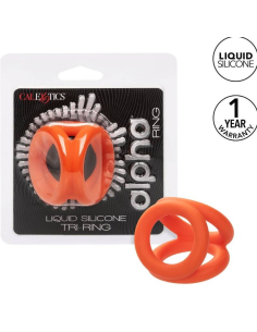 CALEXOTICS Alpha Triple Anillo Naranja: Placer Ultímo con Silicona Líquida