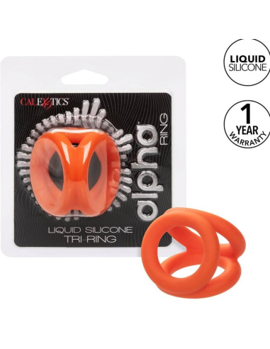 CALEXOTICS Alpha Triple Anillo Naranja: Placer Ultímo con Silicona Líquida