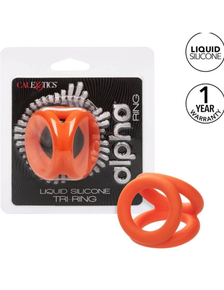 CALEXOTICS Alpha Triple Anillo Naranja: Placer Ultímo con Silicona Líquida