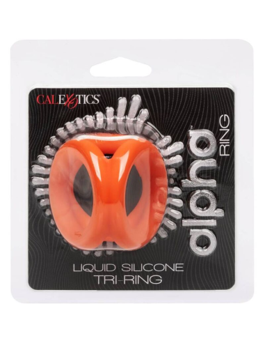 CALEXOTICS Alpha Triple Anillo Naranja: Placer Ultímo con Silicona Líquida