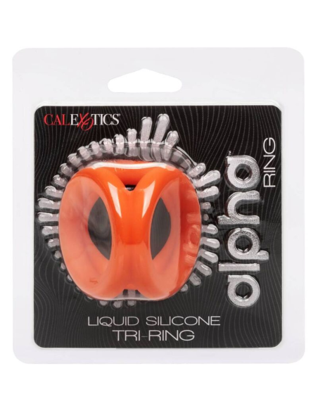 CALEXOTICS Alpha Triple Anillo Naranja: Placer Ultímo con Silicona Líquida