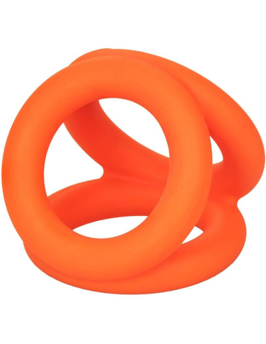 CALEXOTICS Alpha Triple Anillo Naranja: Placer Ultímo con Silicona Líquida