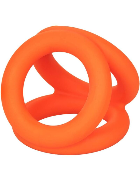 CALEXOTICS Alpha Triple Anillo Naranja: Placer Ultímo con Silicona Líquida