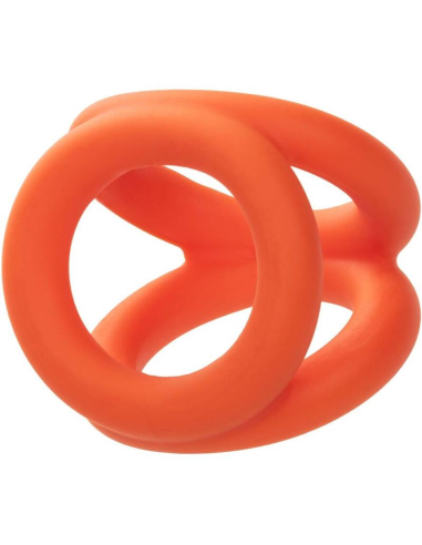 CALEXOTICS Alpha Triple Anillo Naranja: Placer Ultímo con Silicona Líquida
