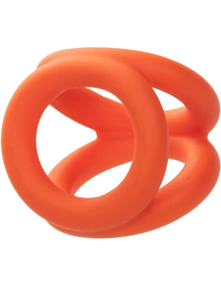 CALEXOTICS Alpha Triple Anillo Naranja: Placer Ultímo con Silicona Líquida