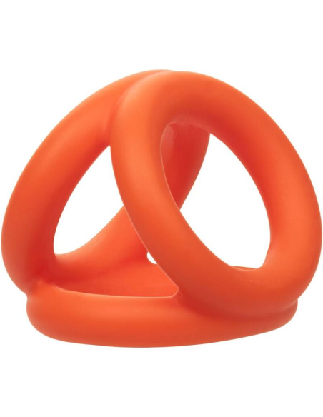 CALEXOTICS Alpha Triple Anillo Naranja: Placer Ultímo con Silicona Líquida