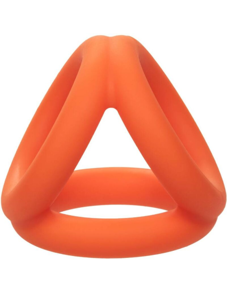 CALEXOTICS Alpha Triple Anillo Naranja: Placer Ultímo con Silicona Líquida