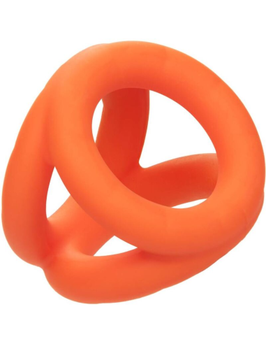 CALEXOTICS Alpha Triple Anillo Naranja: Placer Ultímo con Silicona Líquida