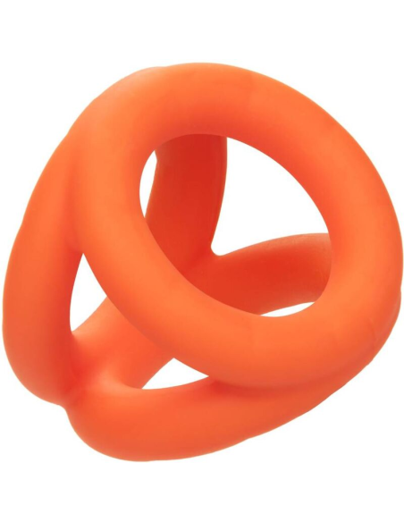 CALEXOTICS Alpha Triple Anillo Naranja: Placer Ultímo con Silicona Líquida