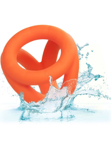 CALEXOTICS Alpha Triple Anillo Naranja: Placer Ultímo con Silicona Líquida
