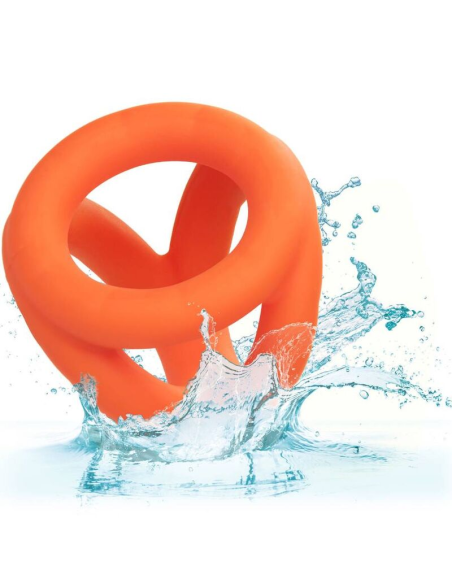 CALEXOTICS Alpha Triple Anillo Naranja: Placer Ultímo con Silicona Líquida