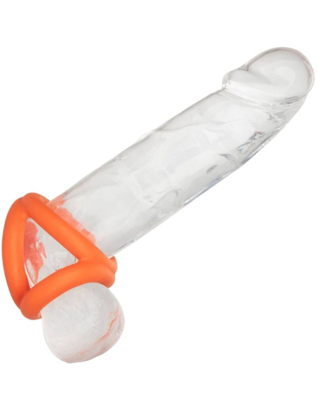 CALEXOTICS Alpha Triple Anillo Naranja: Placer Ultímo con Silicona Líquida