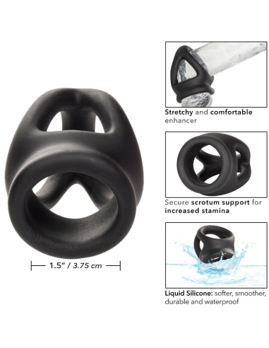 CalExotics Alpha Anillo de Jaula Doble Negro - Placer y Soporte Superior para la Erección