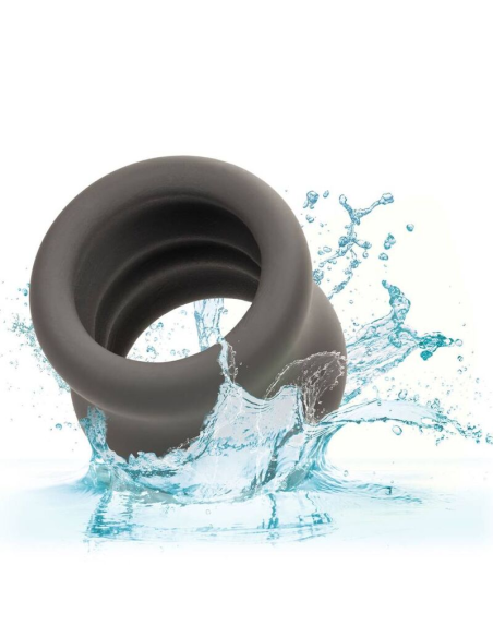 CALEXOTICS Alpha Anillo Extensión Escroto Doble Negro - Placer Ultra Lujoso y Resistente