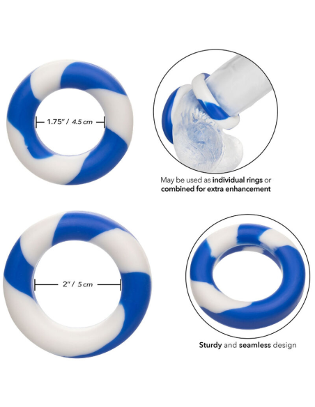 CALEXOTICS Admiral Set - Anillos para Pene de Silicona Premium para Placer y Rendimiento Mejorados