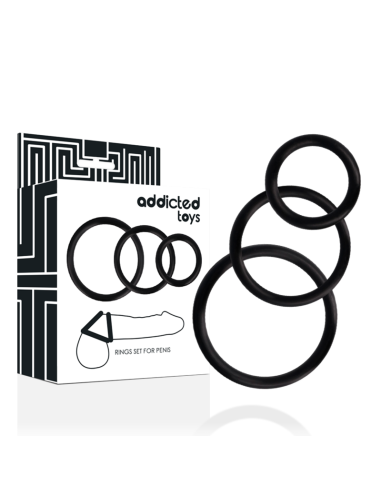 ADDICTED TOYS - Set Anillos Pene Negro | SexPlace.MX