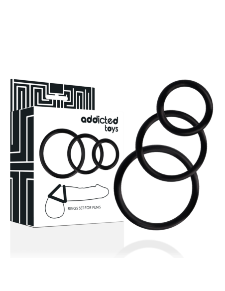 ADDICTED TOYS - Set Anillos Pene Negro | SexPlace.MX