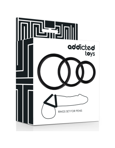 ADDICTED TOYS - Set Anillos Pene Negro | SexPlace.MX