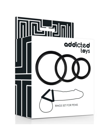 ADDICTED TOYS - Set Anillos Pene Negro | SexPlace.MX