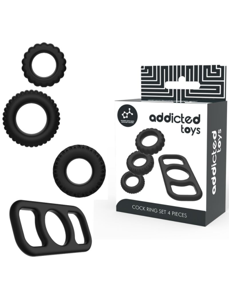 ADDICTED TOYS - Set 4 Anillos Silicona Para El Pene Kit | SexPlace.MX