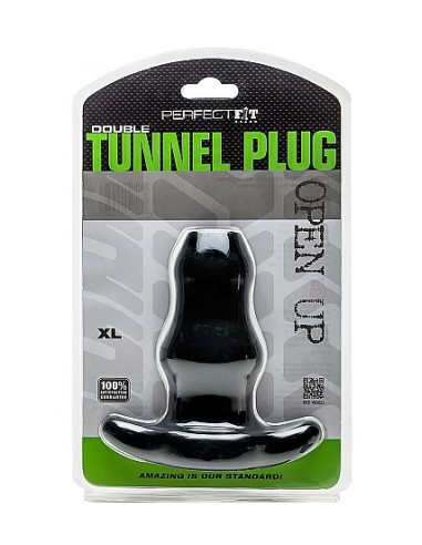 TAPÓN DOBLE TÚNEL PERFECT FIT XL GRANDE - NEGRO | Innovador Plug Anal para Diversión y Placer