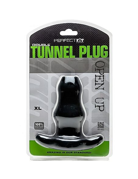 TAPÓN DOBLE TÚNEL PERFECT FIT XL GRANDE - NEGRO | Innovador Plug Anal para Diversión y Placer