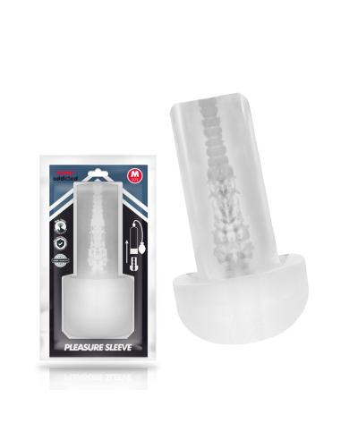 PUMP ADDICTED - PLEASURE SLEEVE MANUAL: Masturbador Transparente para Sensaciones Realistas y Voyeuristas