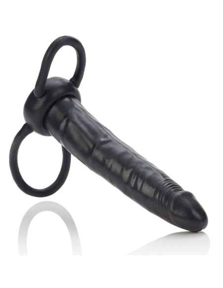 CALEXOTICS Accomodator: Arnes Doble Penetración Negro para Placer Extendido