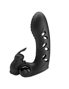 PRETTY LOVE - VANCE Funda Dedo Vibrador Conejo Negro | SexPlace.MX