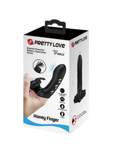 PRETTY LOVE - VANCE Funda Dedo Vibrador Conejo Negro | SexPlace.MX