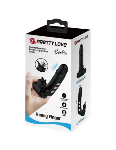 PRETTY LOVE - CORBIN Funda Dedo Vibrador Negro | SexPlace.MX