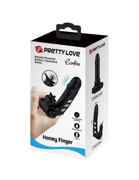 PRETTY LOVE - CORBIN Funda Dedo Vibrador Negro | SexPlace.MX