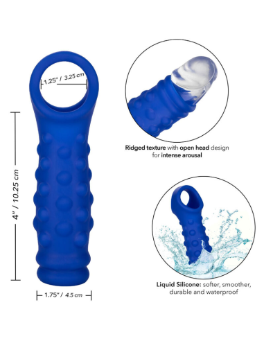CALEXOTICS Admiral Beaded Funda Pene de Silicona Líquida Azul - Aumenta Placer y Excitación
