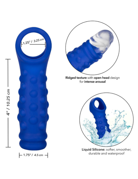 CALEXOTICS Admiral Beaded Funda Pene de Silicona Líquida Azul - Aumenta Placer y Excitación